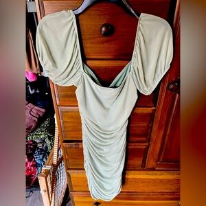 Windsor Light Green Ruched Mini Dress